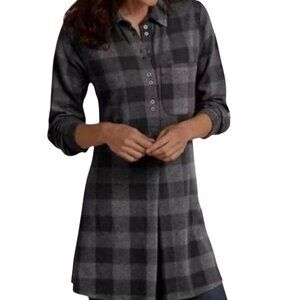 Soft Surroundings Mad About Plaid Tunic Charcoal Buffalo Check Size L